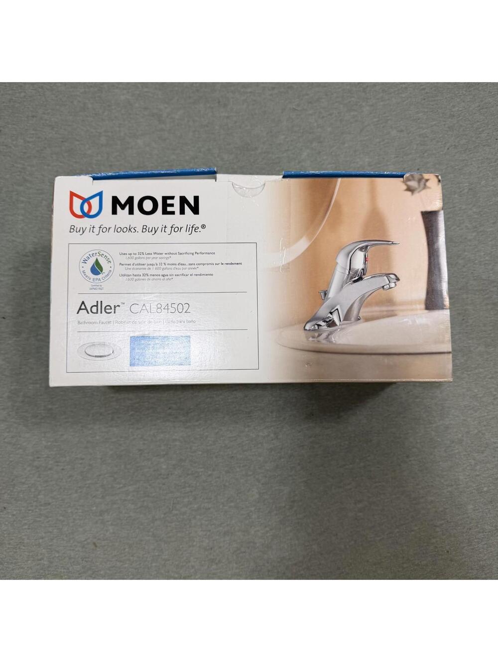 MOEN CAL84502 Adler 4 in. Low-Arc Bathroom Faucet, Spot Resist Brushed Nickel